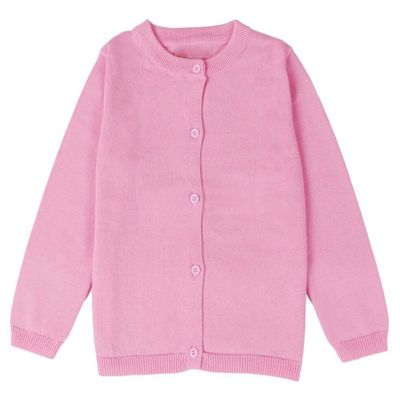 Ncycullo Baby Girl's Long Sleeve Cardigan Little Girl Button Sweater Crew Neck Cardigans Sweater 121 Pink 3-4Y