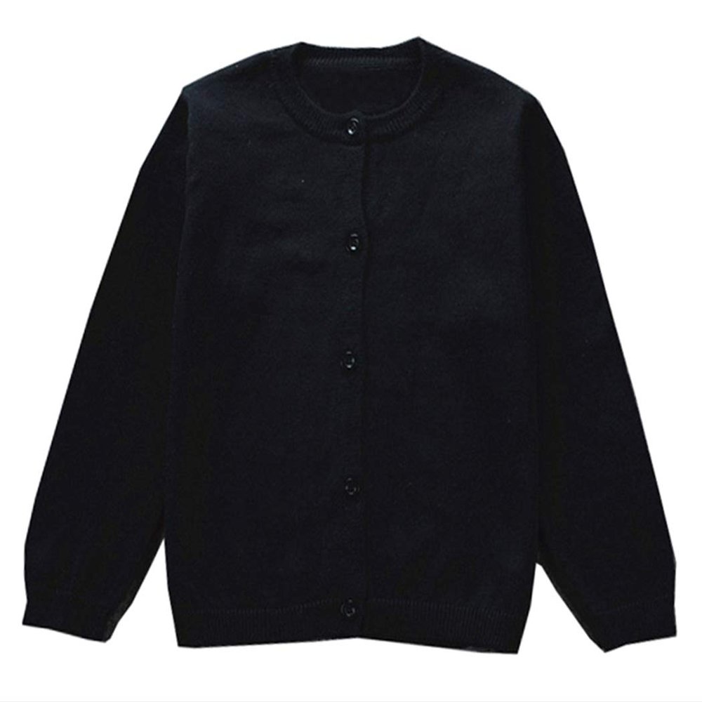 Ncycullo Baby Girl's Long Sleeve Cardigan Little Girl Button Sweater Crew Neck Cardigans Sweater 121 Black 3-4Y