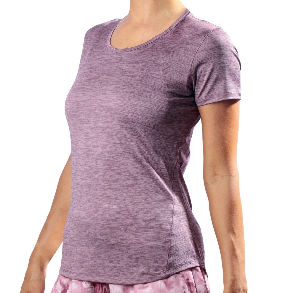 Kanu Surf Women's UPF 50+ Short Sleeved Active Swim Shirt Rashguard & Workout Top, Heather Purple, X-Large