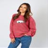 chicka-d NCAA Arkansas Razorbacks Womens Corded Crew Pullover, Crimson, Large view 4