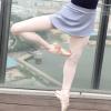 Daydance Gray Women Ballet Skirt with Low Split view 2