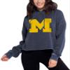 chicka-d NCAA Michigan Wolverines Womens Campus Cropped Hoodie, Ink, X-Large view 1