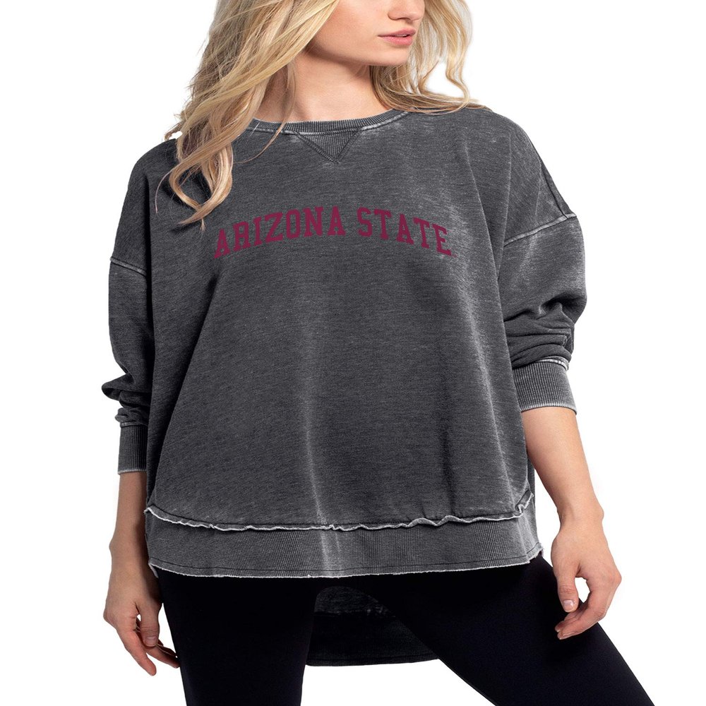 chicka-d NCAA Arizona State Sun Devils Womens Pullover Burnout Sweatshirt, Charcoal, X-Large, 480_NC_CA