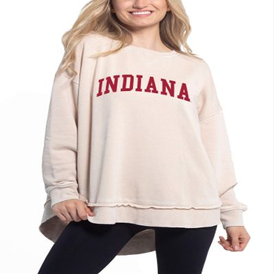 chicka-d NCAA Indiana Hoosiers Womens Pullover Burnout Sweatshirt, Oatmeal, Medium