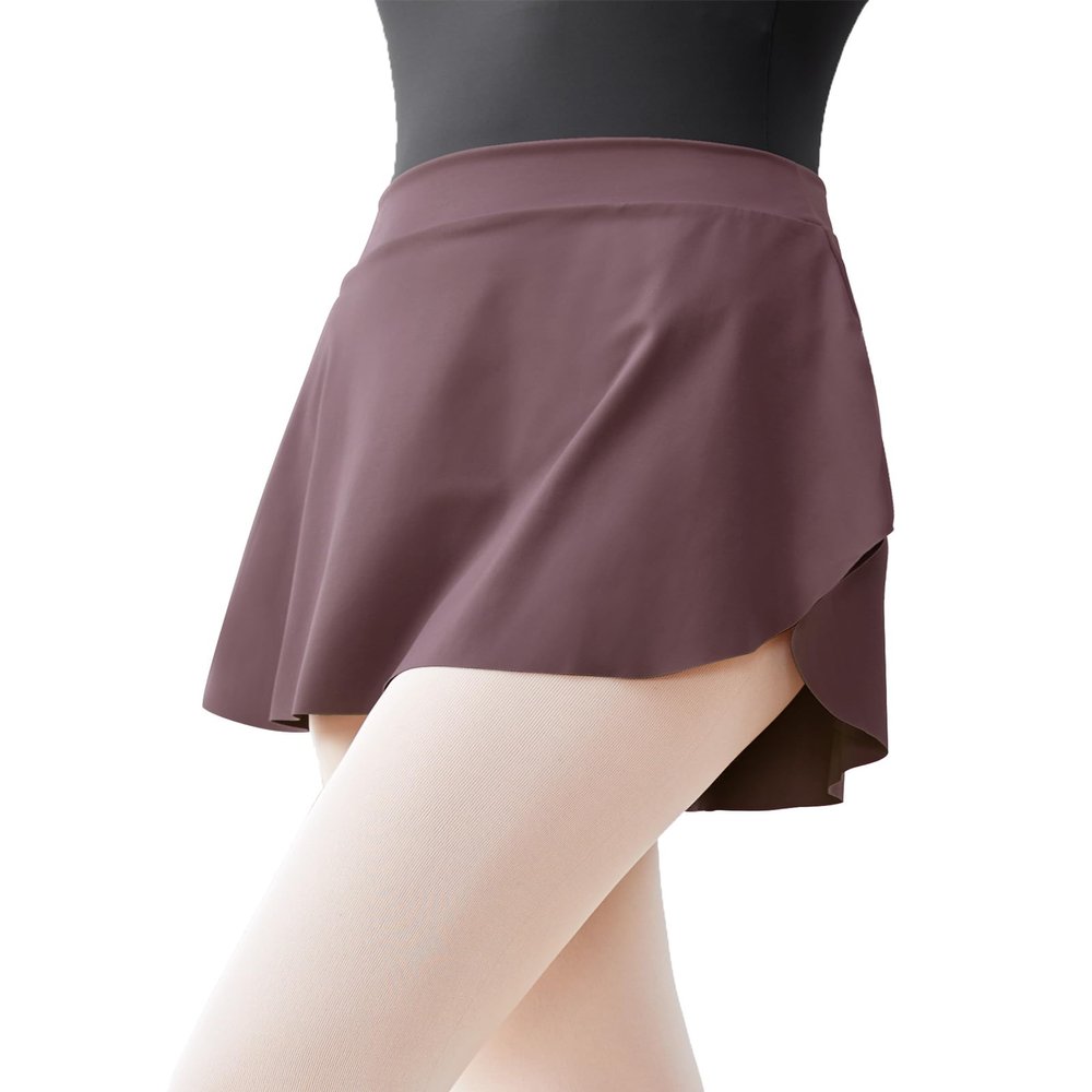 Daydance Brown Teen Girls Ballet Skirt Pull On Bullet Point Skirt for Dance