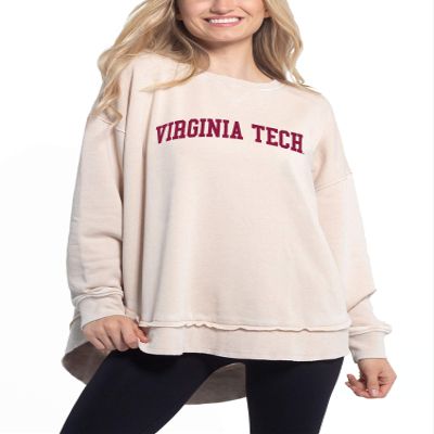 NCAA Virginia Tech Hokies Womens Pullover Burnout Sweatshirt, Oatmeal, Medium