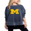 chicka-d NCAA Michigan Wolverines Womens Burnout Campus Pullover, Ink, Medium view 1