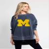 chicka-d NCAA Michigan Wolverines Womens Burnout Campus Pullover, Ink, Medium view 2
