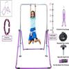 GYMPRO Kids Gymnastics Training Bar Purple Horizontal Kip Bar Gymnastic Equipment Junior Training Height Adjustable Monkey Bars Folding Climb Tower Children Playground Jungle Gym w Stretch Band view 2
