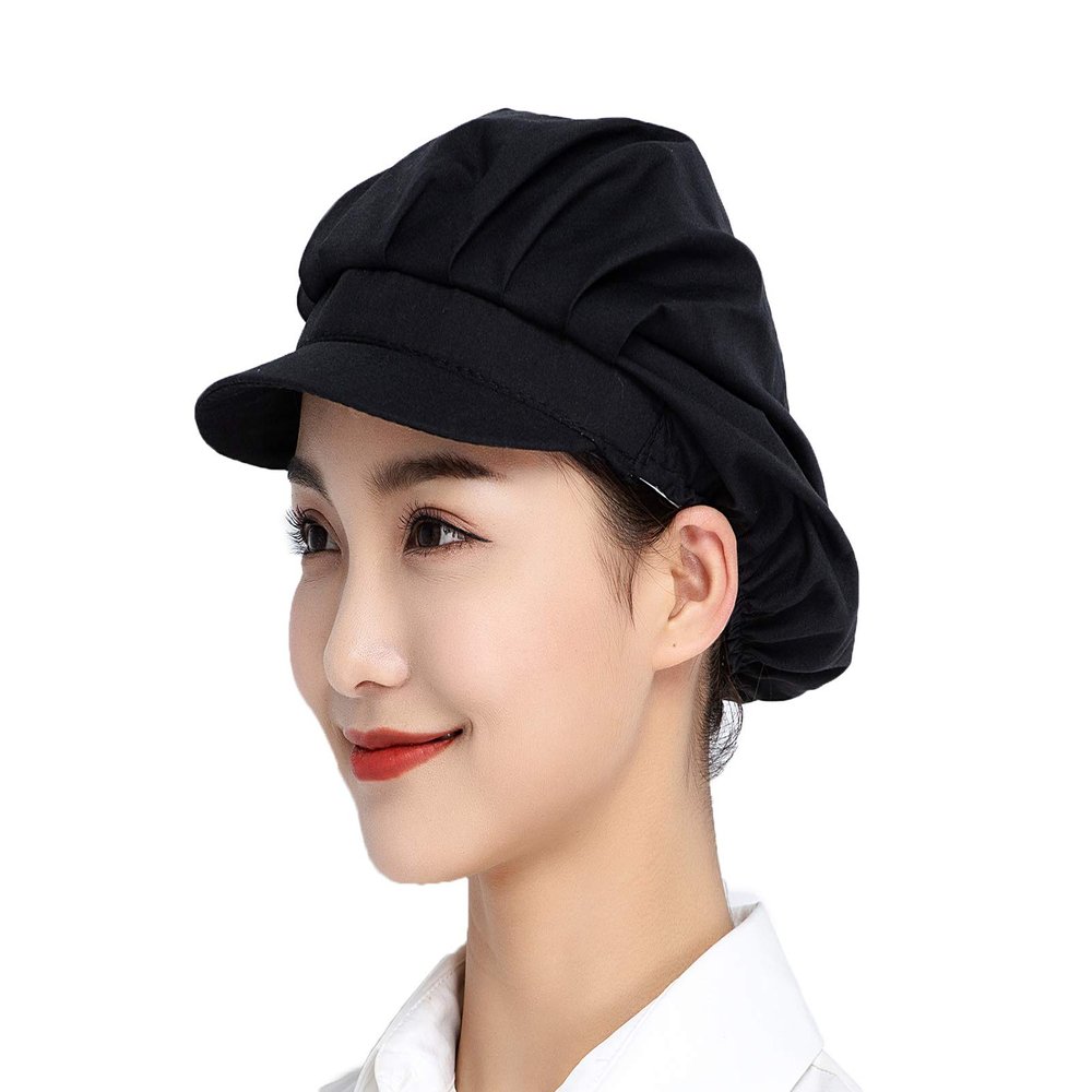 Jaspfct 1pc Chef Hats Hairnets Kitchen Cooking Dishwashing Work Caps in Black HT005B1