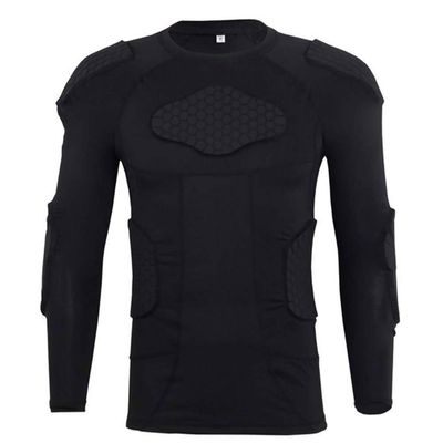 Men's Long Sleeve Goalkeeper Padded Shirt Football Protective Gear Set Training Suit for Soccer Rugby Basketball Paintball Rib Protector Shirt