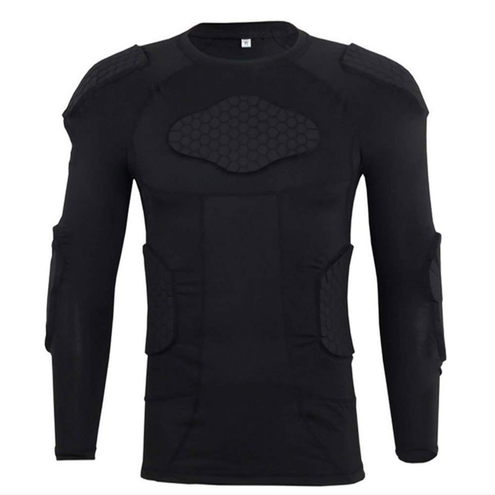 Men's Long Sleeve Goalkeeper Padded Shirt Football Protective Gear Set Training Suit for Soccer Rugby Basketball Paintball Rib Protector Shirt