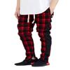 AIRNINE Men's Premium Twill Stretch Plaid Track Ankle Zip Jogger Pants S-5XL (Red, 3X-Large) view 1