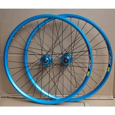 Bike Wheels 24 in Disc Brake Double Wall Alloy Rim Bicycle Wheel Set 8-10 Speed Cassette Hubs QR Sealed Bearing (Size : A-Blue)