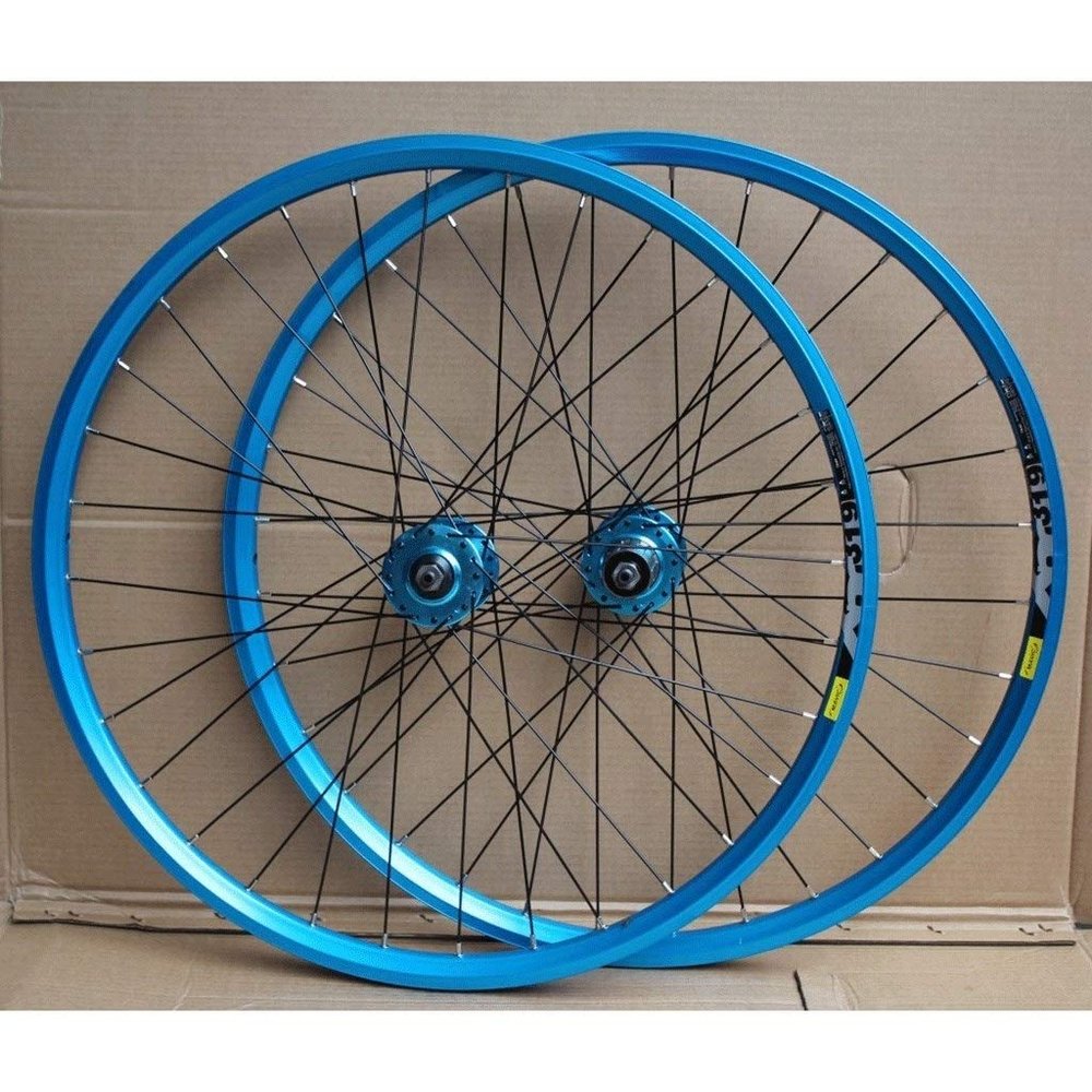 Bike Wheels 24 in Disc Brake Double Wall Alloy Rim Bicycle Wheel Set 8-10 Speed Cassette Hubs QR Sealed Bearing (Size : A-Blue)