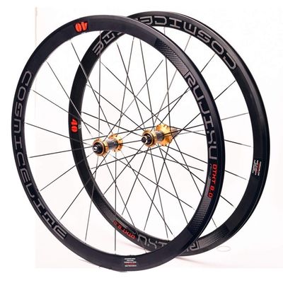 Bike Wheels 700C V/C Brake Double Wall Alloy Rim 40mm Bicycle Wheel Set 8-11 Speed Carbon Fiber Cassette Hubs QR Sealed Bearing (Size : Gold hub)