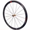 Bike Wheels 700C V/C Brake Double Wall Alloy Rim 40mm Bicycle Wheel Set 8-11 Speed Carbon Fiber Cassette Hubs QR Sealed Bearing (Size : Gold hub) view 2