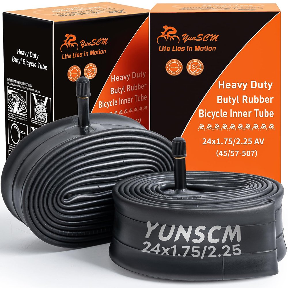 2-PCS 24" Heavy Duty Bike Tubes 24x1.75/2.25 AV32MM Schrader Valve 45/57-507 Inner Tubes Compatible with 24 x 1.75 24x1.95 24x2.10 24x2.125 24x2.25 Cruisers, City, Mountain Bicycle Bike Tire Tubes