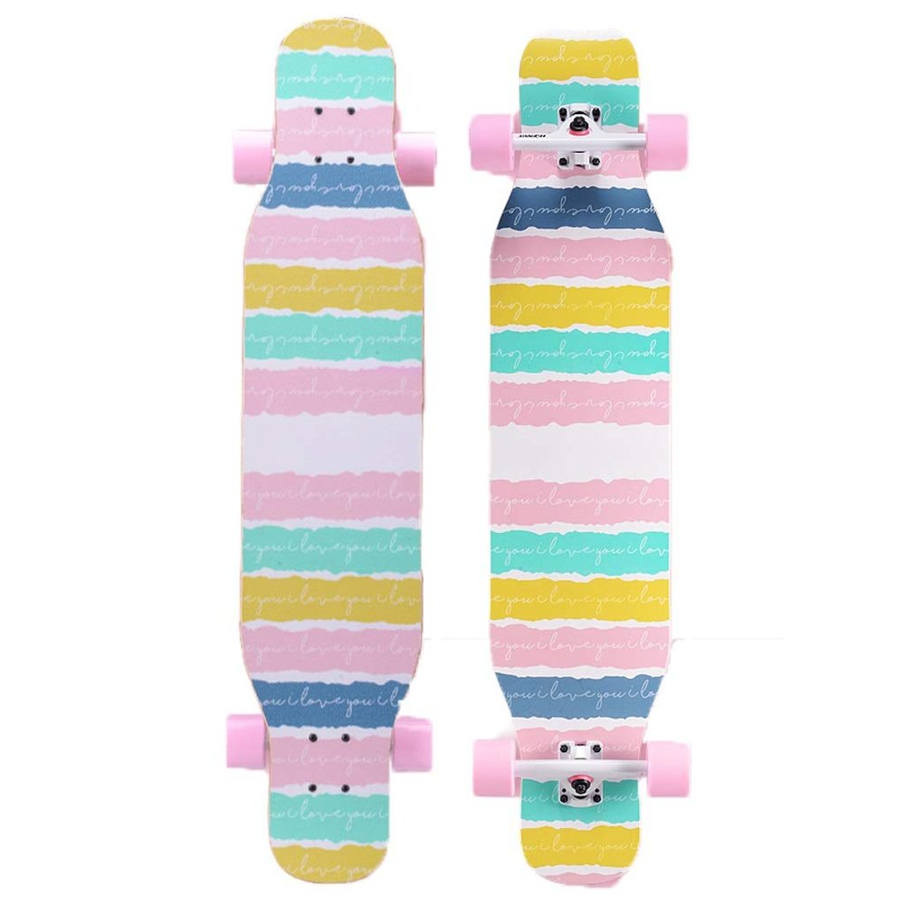 43 Inch Longboard 7 Ply Maple Complete Longboards Skateboard Dancing,Cruising,Curving,Freeride Slide,Freestyle and Downhill Freestyle Cruiser for Teens Or Adults (Color : B)