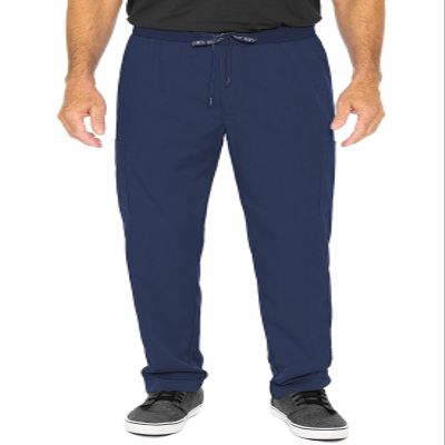 Med Couture Men's Straight Leg Scrub Pant with Zip Fly Front, 6 Pockets, and Elastic Waistband Plus Size - MC7779S, 3XL Short, Navy