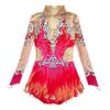 LIUHUO Rhythmic Gymnastics Costumes Red High-Neck Ballroom Dress Long Sleeves Gymnastics Leotards view 1