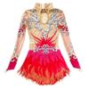 LIUHUO Rhythmic Gymnastics Costumes Red High-Neck Ballroom Dress Long Sleeves Gymnastics Leotards view 2