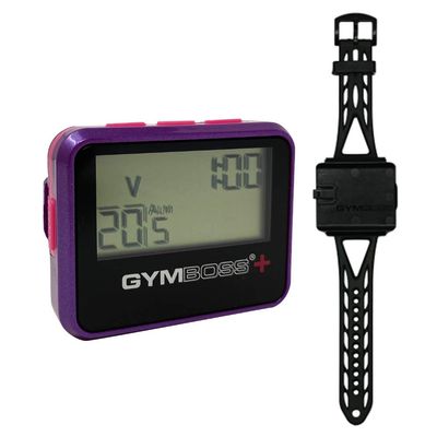 Gymboss Plus Interval Timer and Stopwatch and Gymboss Watchstrap - Bundle (Violet/Pink)