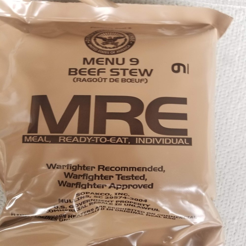2022 Genuine Military MRE Meals Ready to Eat with Inspection Date 2022 or Newer (Beef Stew)