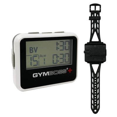 Gymboss Plus Interval Timer and Stopwatch and Gymboss Watchstrap - Bundle (White/Gray)