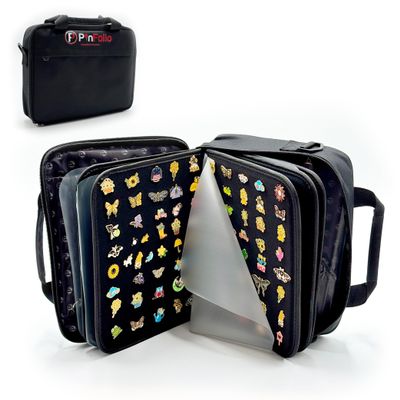 PinFolio Pro Pin Display Bag, Large Sports Pin Book Designed for Storage & Easy Trading Up to 1,000 1-Inch Enamel Pins (Black)