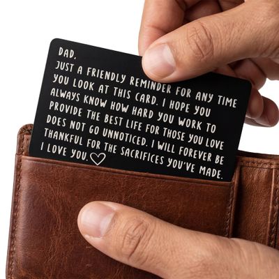 Red Dot Laser Engraving Wallet Card for Dad  Father's Day from Son or Daughter for the Best Dad Ever - Voted Most Meaningful and Unique Gift for Fathers - Gift Ready, Engraved