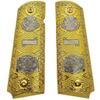 Aztec Calendar and Mexican Eagle 1911 Full-Size Grips . Premium Gold & Nickel-Plated with Ambi Cut, Fits Standard Government 1911 Models, Includes Screws view 1