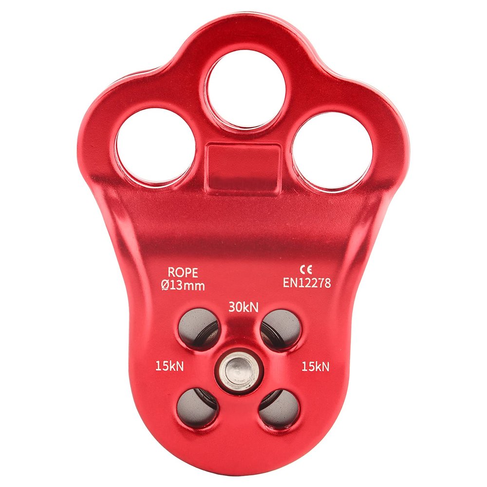 Keenso Climbing Pulley, High Strength Outdoor Tool, Three Hole Single Pulley for Mountaineering, Rock Climbing, and Home Use