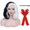 Ruina Black White Cruella Deville Wig for Cruella Deville Costume Women Curly Wavy Wigs for Halloween R019BW view 1