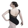 Dance Favourite Black Deep Scoop Flower Mesh Back Leotards 01D0163 (M) view 1