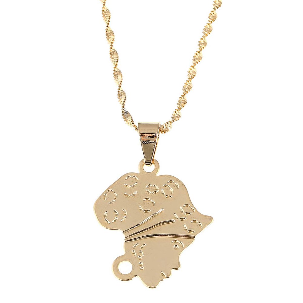 Africa Map Pendant Necklace For Women Gold Color Trendy African Maps Jewelry