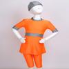Hularka Kids Girls 3 Pieces Modest Conservative Swimsuits Short Sleeve Top Pants with Swimming Cap Burkini Swim Outfit Orange 18-24 Months view 2