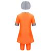 Hularka Kids Girls 3 Pieces Modest Conservative Swimsuits Short Sleeve Top Pants with Swimming Cap Burkini Swim Outfit Orange 18-24 Months view 3