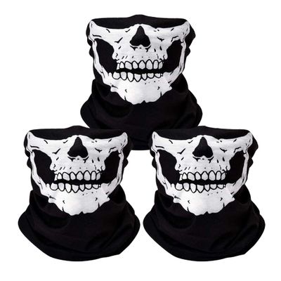 ZKSM 3Pcs Breathable Face Masks Skull Mask Seamless Balaclava Mask Headwear Scarf (white)