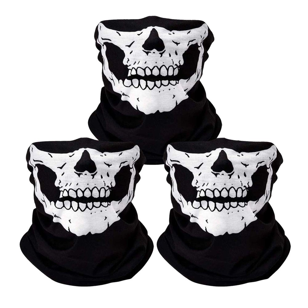 ZKSM 3Pcs Breathable Face Masks Skull Mask Seamless Balaclava Mask Headwear Scarf (white)