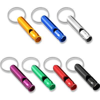 Sumind 49 Pieces Emergency Whistle with Keychain, Aluminum Emergency Survival Whistle Key Chain for Outdoor Camping Hiking Boating Hunting Fishing, 7 Colors
