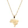 Gold Color Brazil Map Brasil Flag Pendant Necklaces for Women Brazilians Map Charm Jewelry Gifts view 1
