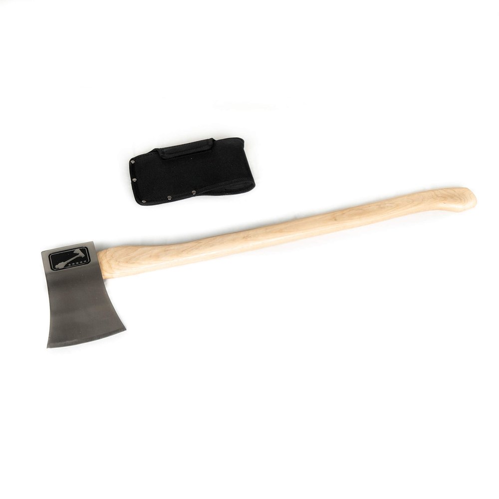 The General: World Axe Throwing League Premium Competition Throwing Axe & Multi-Purpose Camping Axe or Wood Splitting Axe with Nylon Sheath & Curved Hickory Wooden Handle