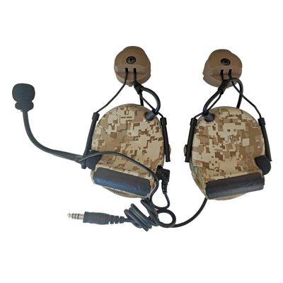 ArmorMason Closed-Ear Electronic Hearing Protection Earmuffs & Communication Headset with Helmet Rail Headset Adapters (Digital Desert)