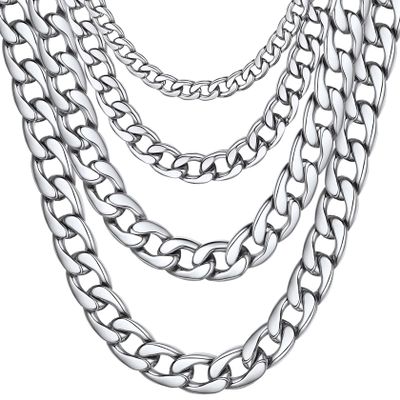 Cuban Link Chain for Men Stainless Steel 5mm 28 inch Long Curb Chain Necklace