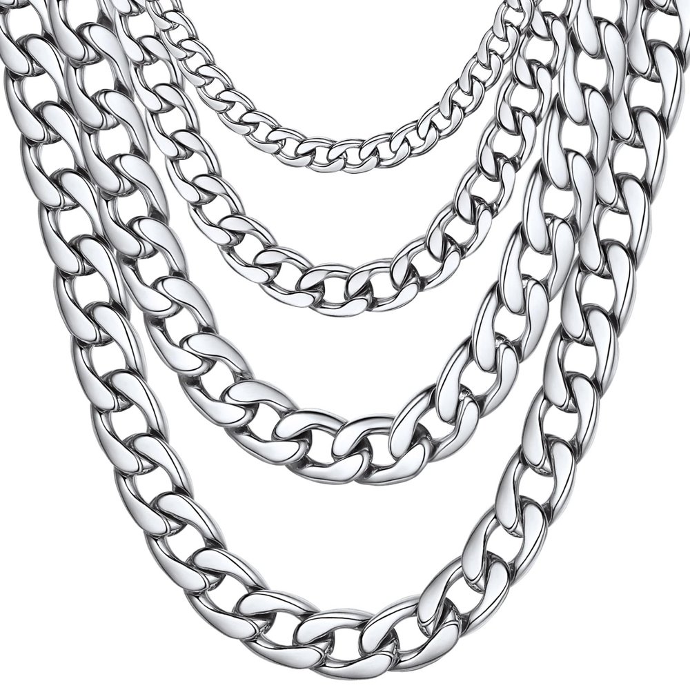 Cuban Link Chain for Men Stainless Steel 5mm 28 inch Long Curb Chain Necklace