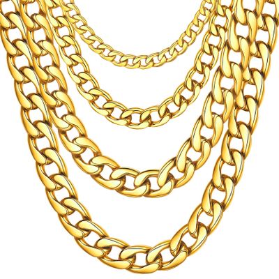 18k Gold Chain for Men 24inch 3mm Cuban Curb Neck Chains Male Necklace Link
