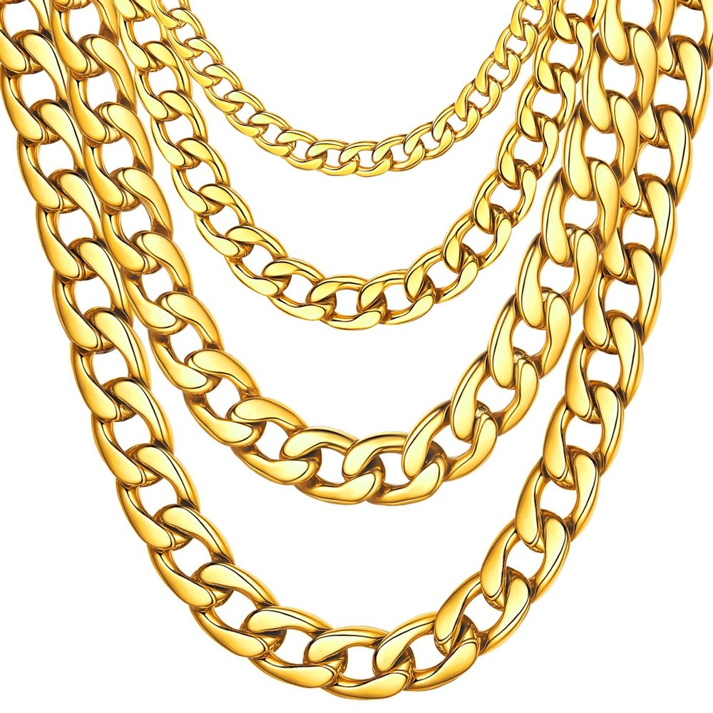 18k Gold Chain for Men 24inch 3mm Cuban Curb Neck Chains Male Necklace Link