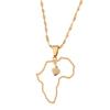 Africa Map Pendant Necklaces African of Maps Gold Color Heart Map Heart Jewelry view 1