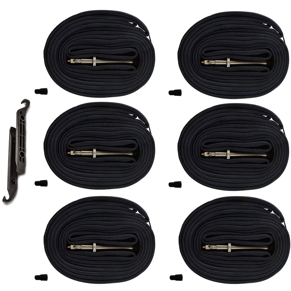 28 700x20-25C Road Bike Replacement Inner Tubes Presta Valve 48mm for Road Bikes with Tire Size of 700c x 20, 23, and 25 (6 Inner Tubes with 2 Tire Levers)